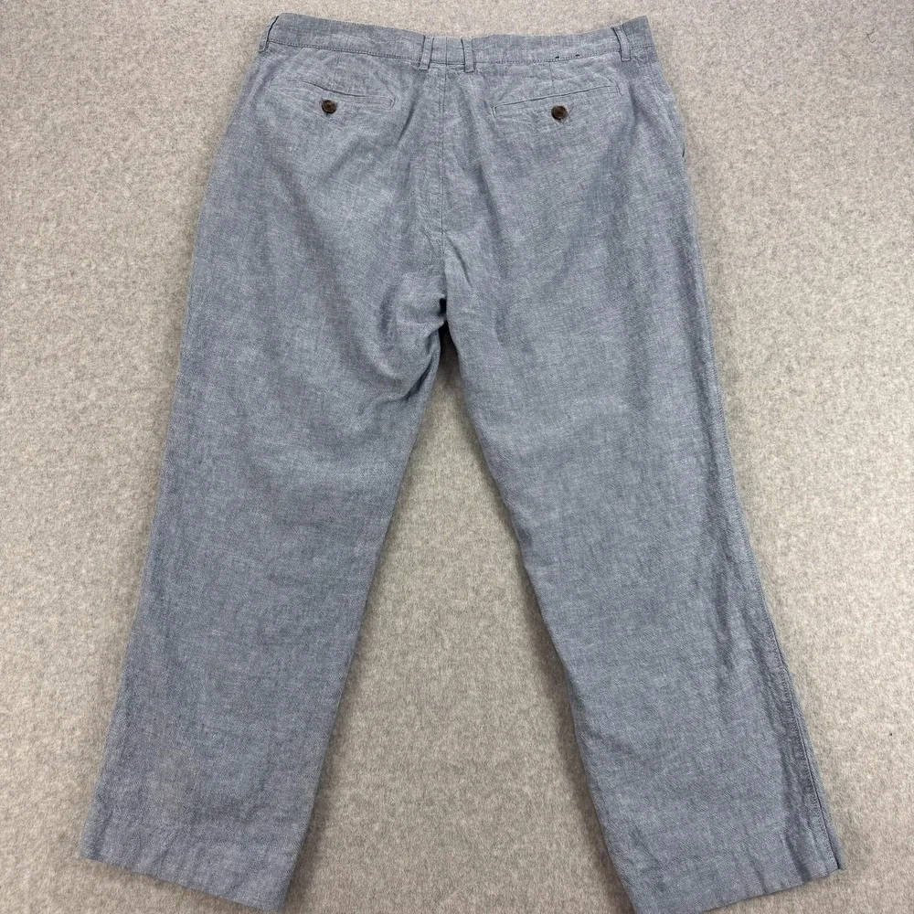 J Crew Pants Mens 36x26 Blue Linen Cotton Lightweight Chambray Summer Casual